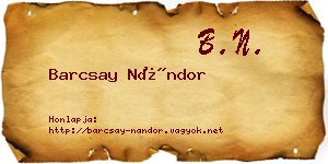 Barcsay Nándor névjegykártya